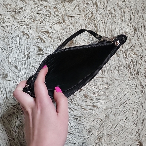 Coach Wristlet Mini Purse Clutch Wrislet Bag Black C Logo Silver Tone Hardware - Picture 6 of 14